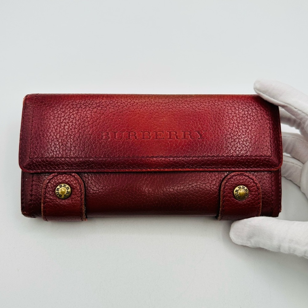 Burberry Long Pebbled Leather Wallet